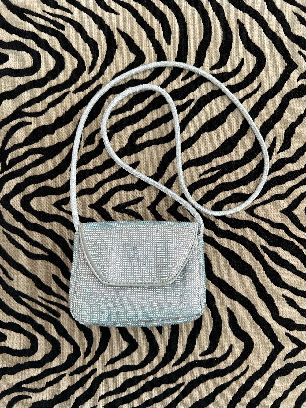 🩶 Zara Kids Silver Sparkling Crystal-Embellished Crossbody Bag